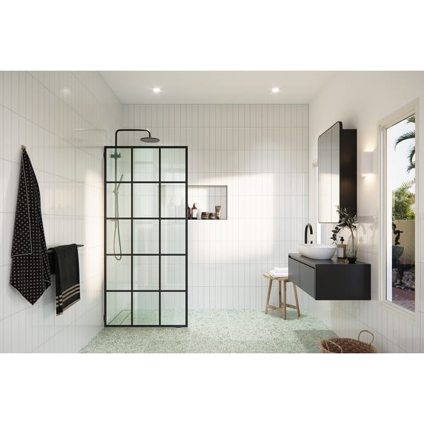 Glass Warehouse 78" x 34" French Monture Noir Single Fixed Panel On